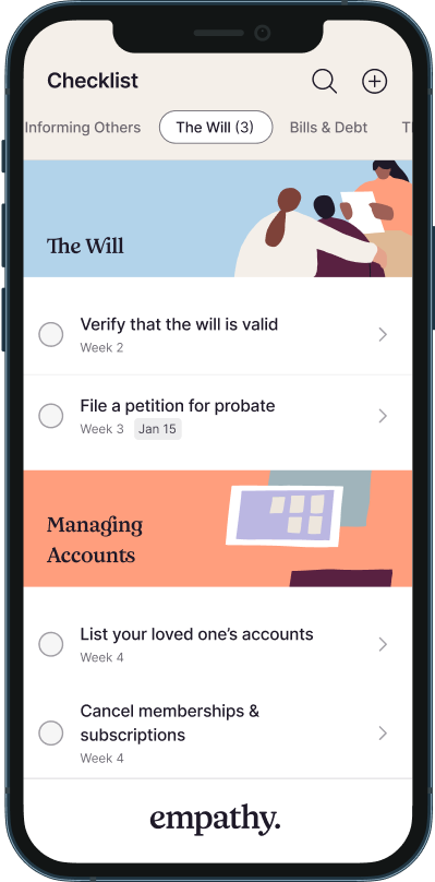 A screenshot of the Empathy checklist app on a smartphone, showcasing its intuitive design for managing essential information.